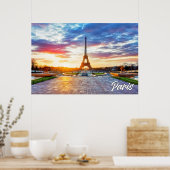 Ein schöner Sonnenuntergang über Paris, Frankreich Poster (Küche)