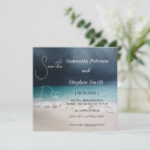 Ein schöner Strand auf den Seychellen, Ihr Bild ge Save The Date (Stehend Vorderseite)