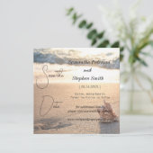 Ein schöner Strand auf den Seychellen, Ihr Bild ge Save The Date (Stehend Vorderseite)