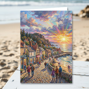 Ein schöner Stranddorf-Promenade Geburtstag Karte