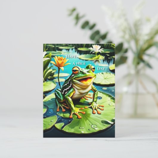 Ein schöner Tag-Leap-Frosch Postkarte (Stehend Vorderseite)