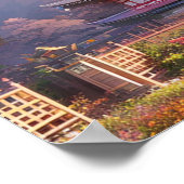 Ein schöner Tempel und blühende Kirschbaumen Poster (Ecke)