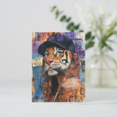 Ein schöner Tiger in einer Baseballmütze Postkarte (Stehend Vorderseite)