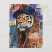 Ein schöner Tiger in einer Baseballmütze Postkarte (Vorderseite)