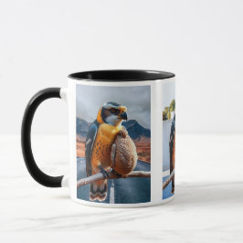 Ein schöner Vogel, der auf einem Ast liegt. Tasse