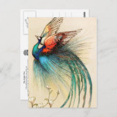 Ein schöner Vogel fliegt aus dem Juniper Tree Postkarte (Vorne/Hinten)
