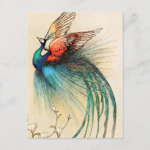 Ein schöner Vogel fliegt aus dem Juniper Tree Postkarte