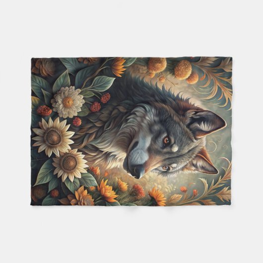 Ein schöner Waldwolf Fleece Blanket (Vorderseite (Horizontal))