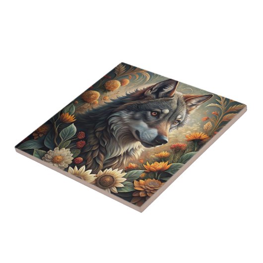 Ein schöner Waldwolf Fliese (Seite)