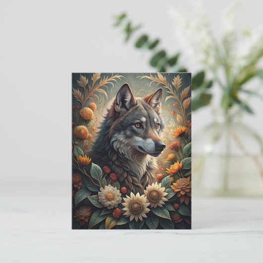 Ein schöner Waldwolf Postkarte (Stehend Vorderseite)