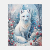 Ein schöner weißer Fox im Winter Fleecedecke (Vorderseite)