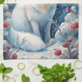 Ein schöner weißer Fox im Winter Geschirrtuch (Gefaltet)