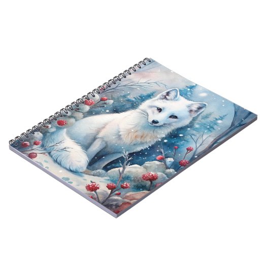 Ein schöner weißer Fox im Winter Notizblock (Linke Seite)