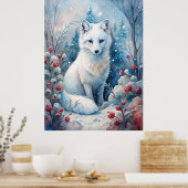 Ein schöner weißer Fox im Winter Poster (Küche)