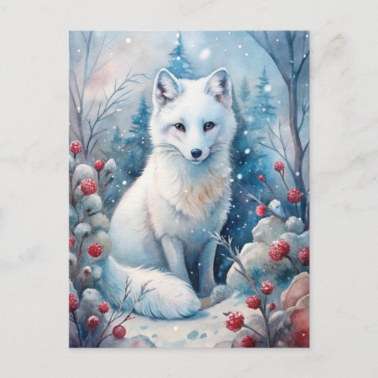 Ein schöner weißer Fox im Winter Postkarte (Vorderseite)