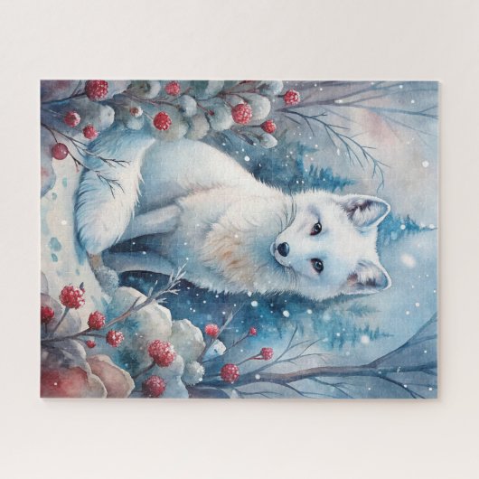 Ein schöner weißer Fox im Winter Puzzle (Horizontal)