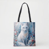 Ein schöner weißer Fox im Winter Tasche (Vorderseite)