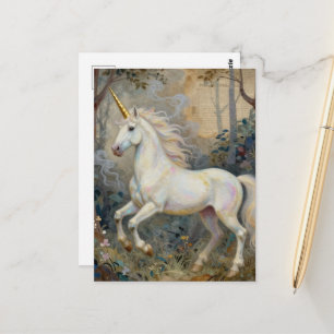 Ein schönes Einhorn im Wald Postkarte