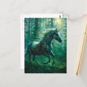 Ein schönes Einhorn im Wald Postkarte