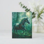 Ein schönes Einhorn im Wald Postkarte (Stehend Vorderseite)