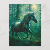 Ein schönes Einhorn im Wald Postkarte (Vorderseite)
