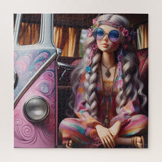 Ein schönes Hippie-Mädchen Puzzle (Vertikal)