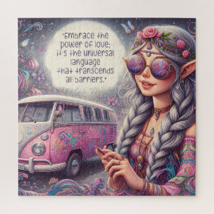 Ein schönes Hippie-Mädchen Puzzle