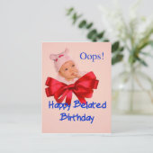 Ein schönes Kleinkind bereut verspätete Geburtstag Postkarte (Stehend Vorderseite)