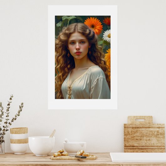 Ein schönes Mädchenportrait Poster (Küche)