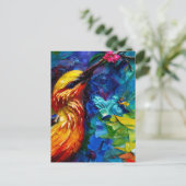 Ein schönes Mixed-Media-Gemälde von Hummingbird Postkarte (Stehend Vorderseite)