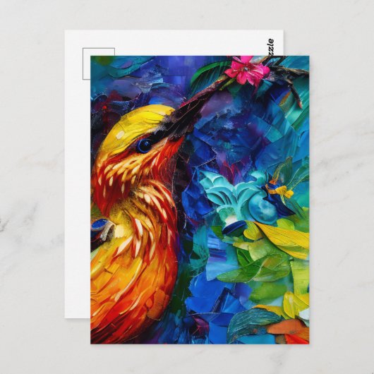 Ein schönes Mixed-Media-Gemälde von Hummingbird Postkarte (Vorne/Hinten)
