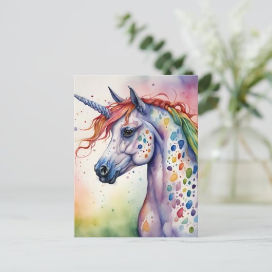 Ein schönes Regenbogen Appaloosa Unicorn Postkarte (Stehend Vorderseite)
