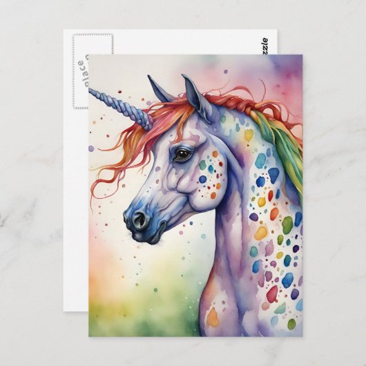 Ein schönes Regenbogen Appaloosa Unicorn Postkarte (Vorne/Hinten)