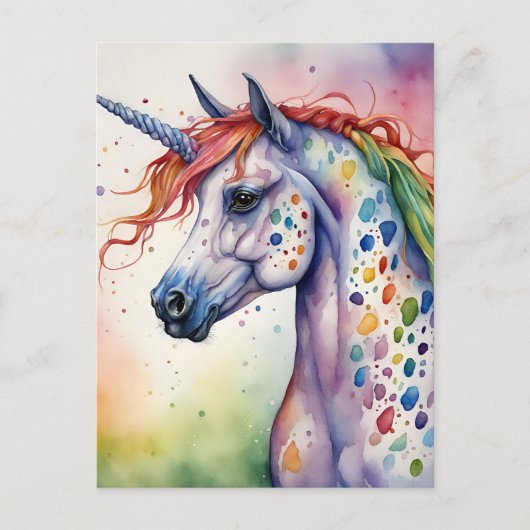 Ein schönes Regenbogen Appaloosa Unicorn Postkarte (Vorderseite)