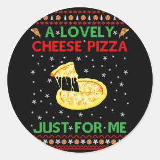 ein schönes Shirt mit Käse-Pizza allein mit lustig Runder Aufkleber