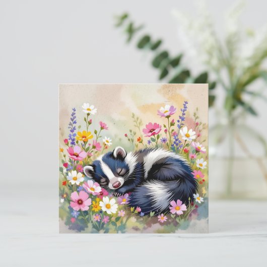 Ein schönes Skunk-Napping in Blume (Stehend Vorderseite)