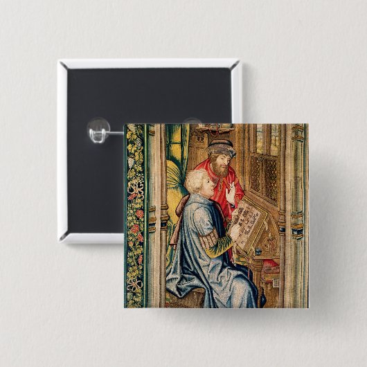 Ein Schreiber, der ein Konto schreibt Button (Vorne & Hinten)