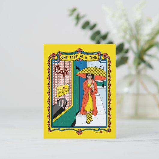 Ein Schritt bei einer Time_B_ Postkarte (Stehend Vorderseite)