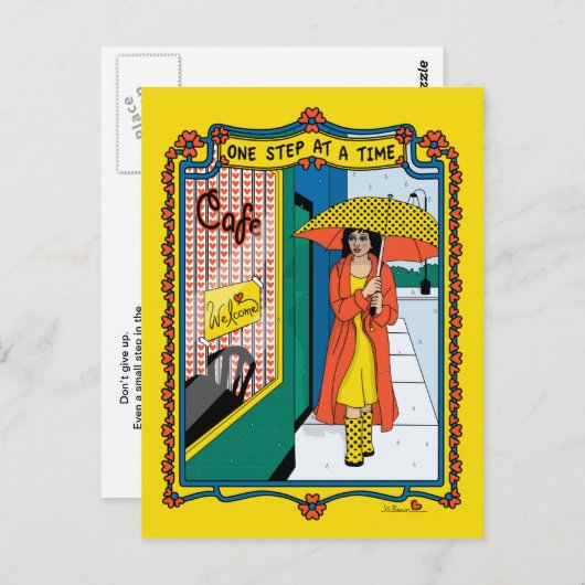 Ein Schritt bei einer Time_B_ Postkarte (Vorne/Hinten)