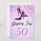 Ein Schritt in 50 fünfzigste Elegant Glitzer Gebur Einladung (Vorderseite)