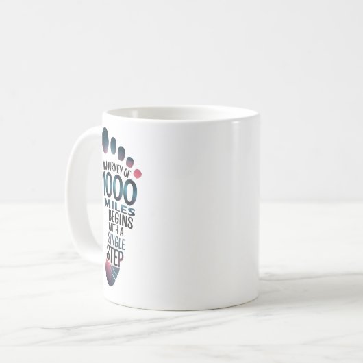 "Ein Schritt zu Tausend Meilen" Kaffeetasse (Vorderseite Links)