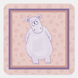 Ein schuld kleiner Hippo-Aufkleber Quadratischer Aufkleber