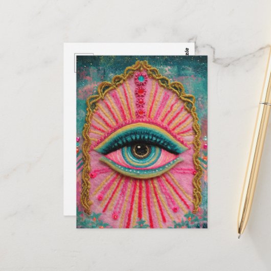 Ein schützendes böse Auge in scharfem Look Postkarte (Vorderseite/Rückseite Beispiel)