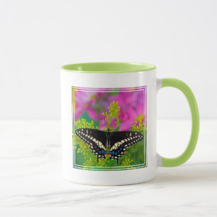Ein Schwalbenschwanz-Schmetterling landet Tasse