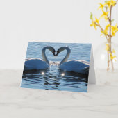 Ein Schwan-Herz-Kuss, Reflexionen der Liebe Karte (Gelbe Blume)