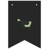 ein schwarz-grünes Logo mit einem Warenkorb Wimpelkette (Erste Fahne)