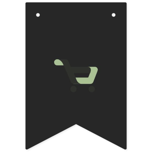 ein schwarz-grünes Logo mit einem Warenkorb Wimpelkette (Erste Fahne)