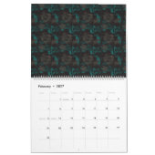 ein schwarz-grünes Muster mit schwarzem Hintergrun Kalender (Feb 2027)