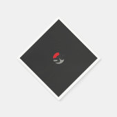 ein schwarz-rotes Logo mit einer Person in der Mit Serviette (Ecke)