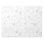 ein Schwarz-Weiß-Foto einer Person, die eine Zelle Notizblock (Vorderseite)